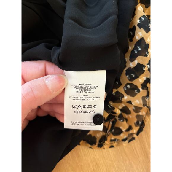 Free People Frenchie Leopard Print Wrap Mini Dress Size XS Long Sleeves Ruffle - Picture 6 of 8